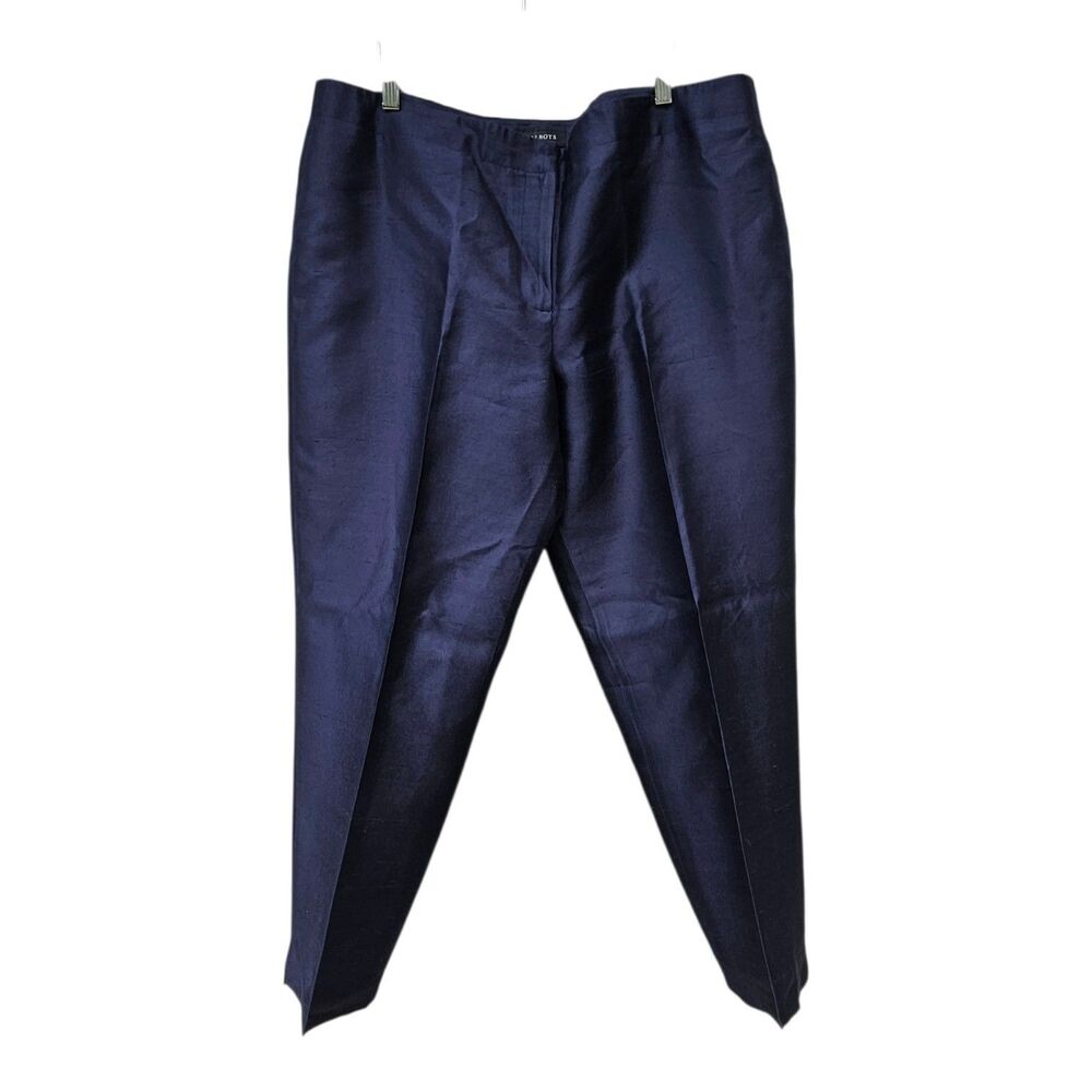 Talbots Signature Silk Wool Blend Ankle Dress Pants Midnight Blue Size 18 Curvy